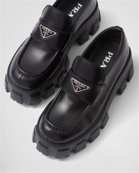 prada logo loafers womens